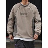 Sudadera con cuello redondo y parches de estilo urbano coreano de primavera para hombre