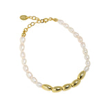 Pearl Rice Spliced S925 Sterling Silver Bracelet Female - Dazpy