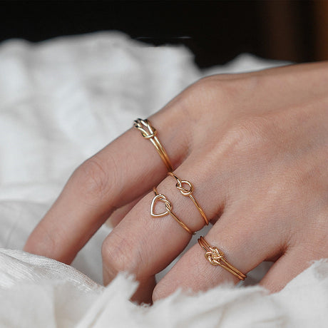 Stacking 14K Gold-Painted Heart Rings - Dazpy