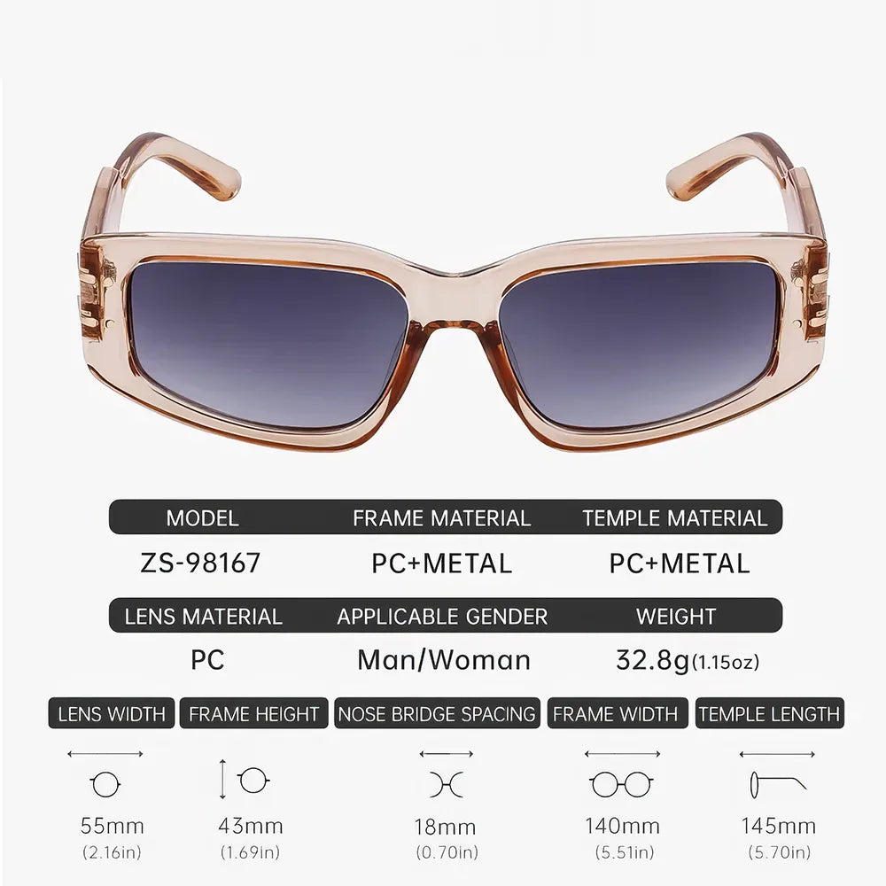 Gafas de sol rectangulares de moda para mujer