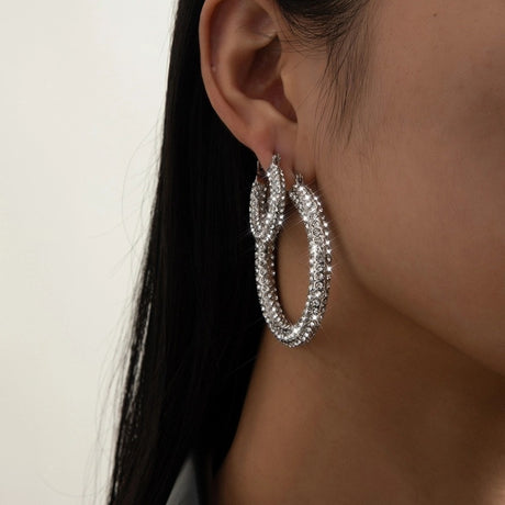 Earrings Femininity Full Of Zircon Hoop Earrings - Dazpy