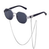 Achteckige Vintage-Sonnenbrille mit Kette