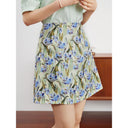 Minifalda floral de cintura alta y línea A para mujer