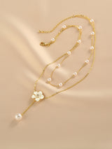 Double-layer Camellia Necklace Exquisite Stacking Design - Dazpy