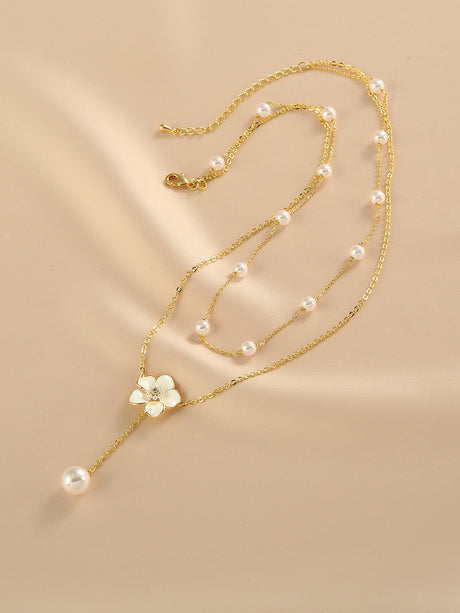 Double-layer Camellia Necklace Exquisite Stacking Design - Dazpy