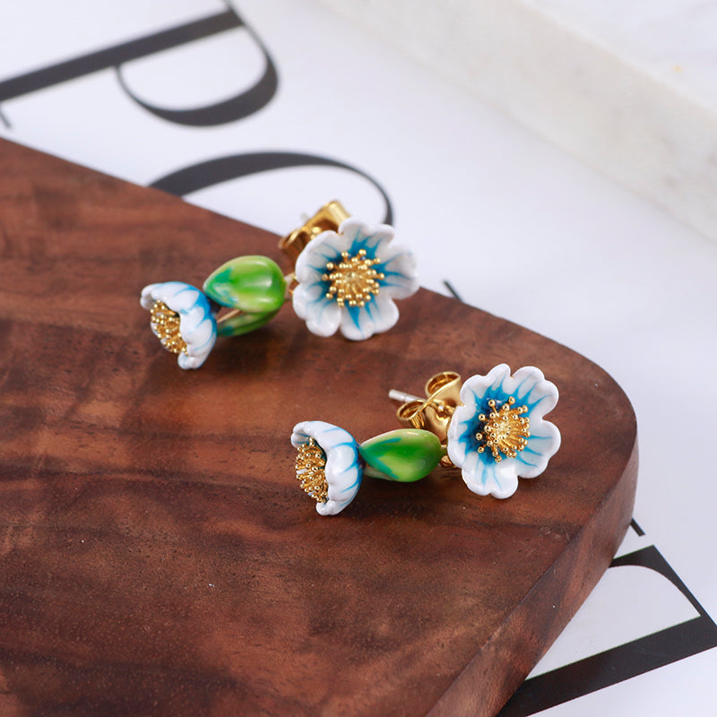 Retro Design Flower Earrings Female - Dazpy