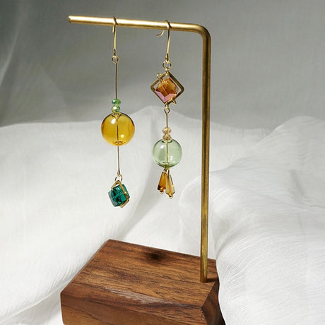 Glass Ball Asymmetric Hand Earrings - Dazpy