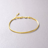 Simple Vintage Ins Folded Square Scaled Snake Bone Chain S925 Silver Plated 18k Gold Bracelet Female - Dazpy