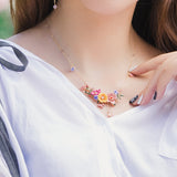 Enamel Colored Three-dimensional Flower Sweet Female Necklace - Dazpy