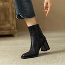Women's Square-Toe Chunky-Heel Zip Ankle Boots