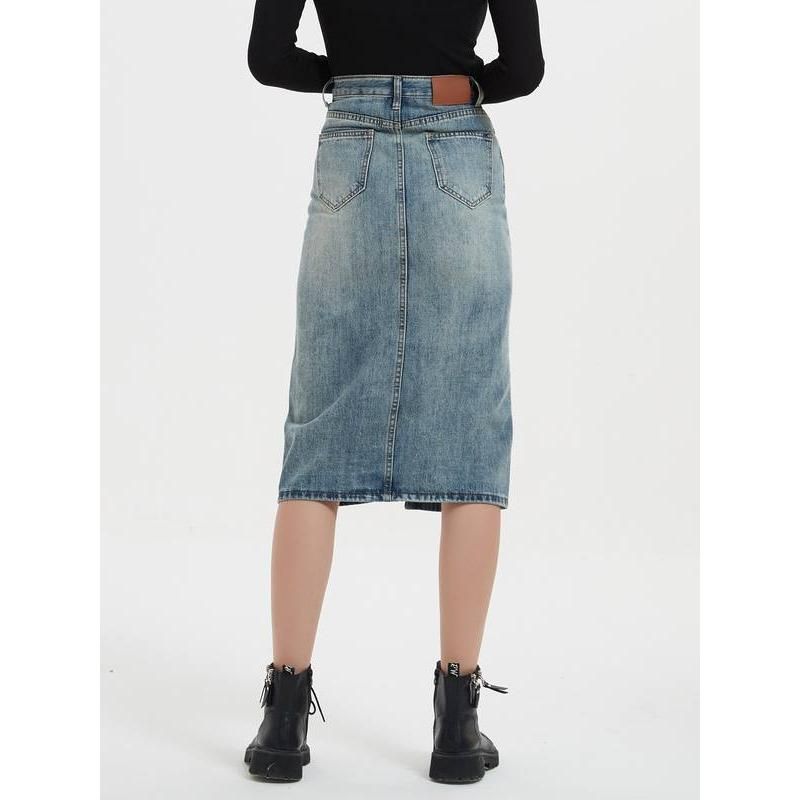 High Waist Denim Pencil Skirt