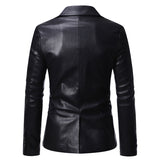 Pu Leather One Button Single Suit Jacket Small Men's Plus Size