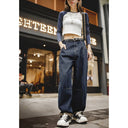 Pantalones vaqueros ajustados de cintura alta y pierna recta para mujer