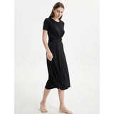 Elegant Silk Blend Mid-Calf Dress