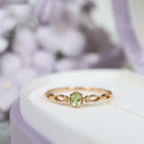 S925 Sterling Silver Japanese Natural Olivine Hollow Zircon Ring - Dazpy