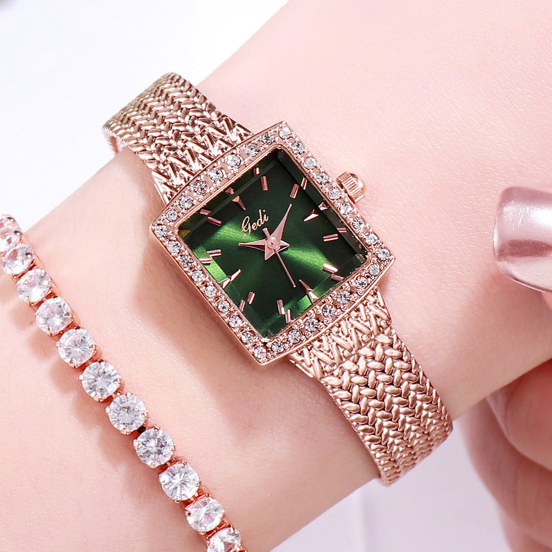 Mesh Belt Retro Square Ladies Diamond Watch - Dazpy