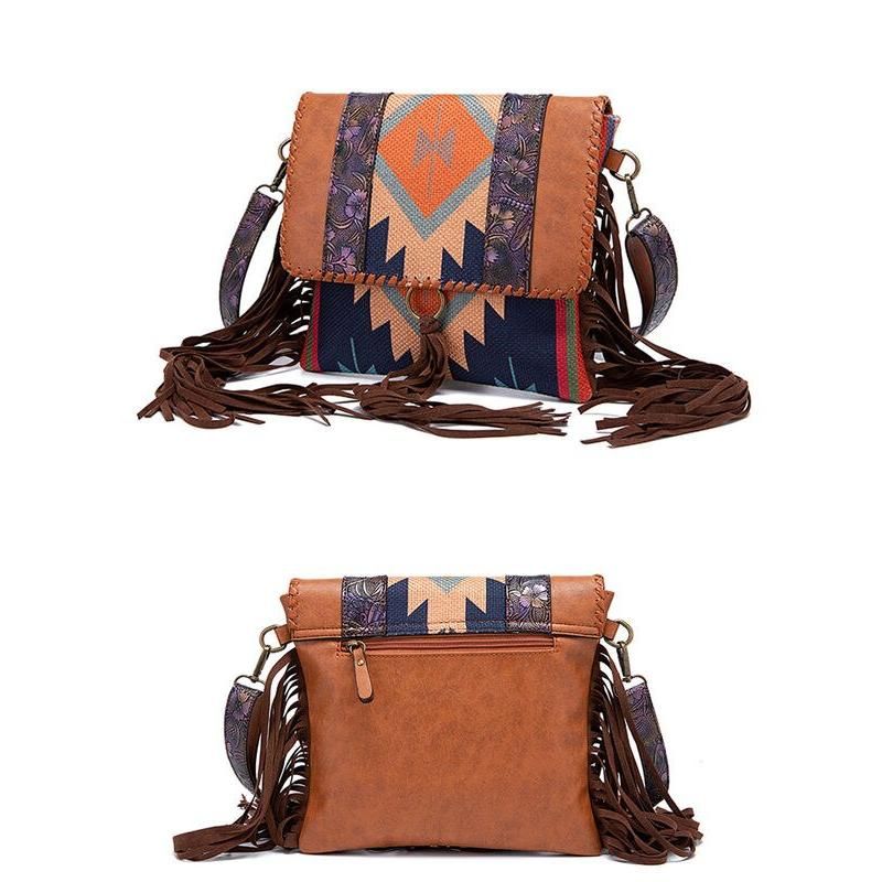 Bolso de hombro con borlas boho vintage