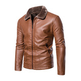 Slim Fit Lapel Business Casual Leather Jacket For Men