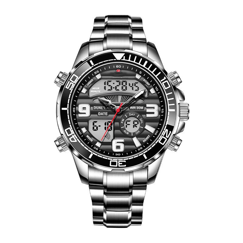 Dual Display Electronic Quartz Watch Men's Multifunctional Waterproof - Dazpy