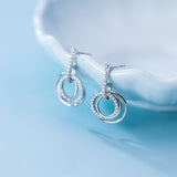 S925 Silver Simple Diamond Inlaid Round Earrings Female - Dazpy