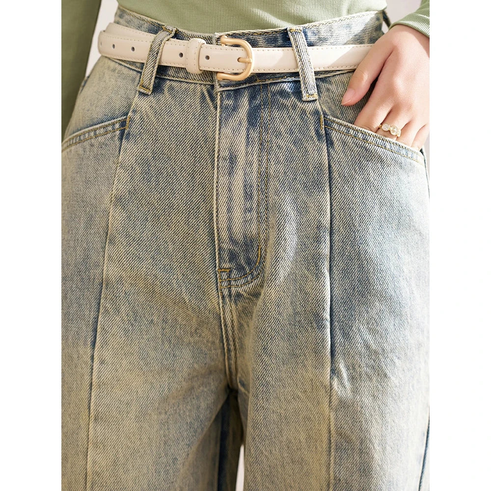 Vintage-Jeans mit hoher Taille und weitem Bein für Damen