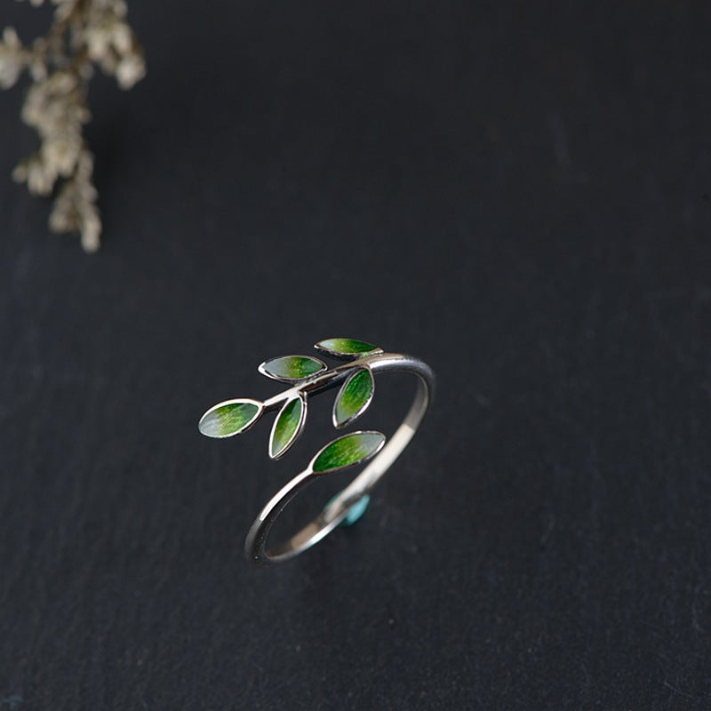 Women's Fashion Simple Tree Leaf Shape Silver Ring - Dazpy