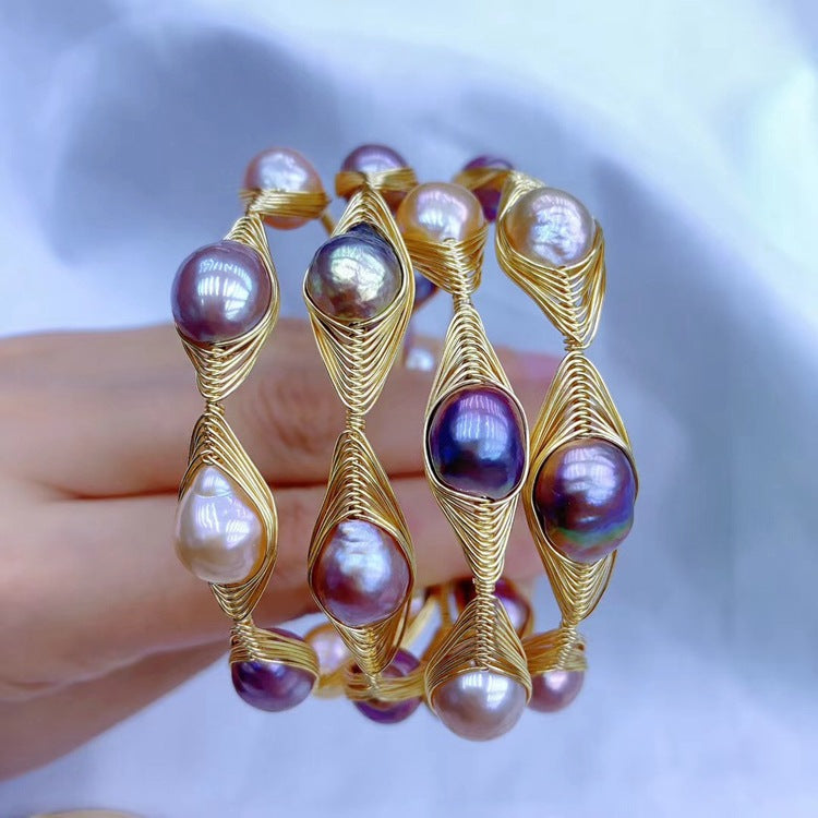 New Zhuji Pearl Colorful Baroque Bracelet - Dazpy