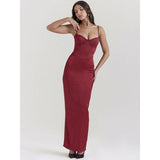 Elegant Spaghetti Strap Backless Maxi Dress