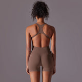 Seamless Yoga Jumpsuit - Ribbed One-Piece Fitness Bodysuit