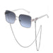 Oversized Square Sunglasses with Chain