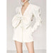 Fashion Women's White Blazer with Diamond Bow