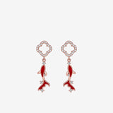 Women's Four-leaf Clover Koi Earrings - Dazpy