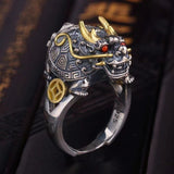 Men's Vintage Open Sculpture Dragon Turtle Ring - Dazpy