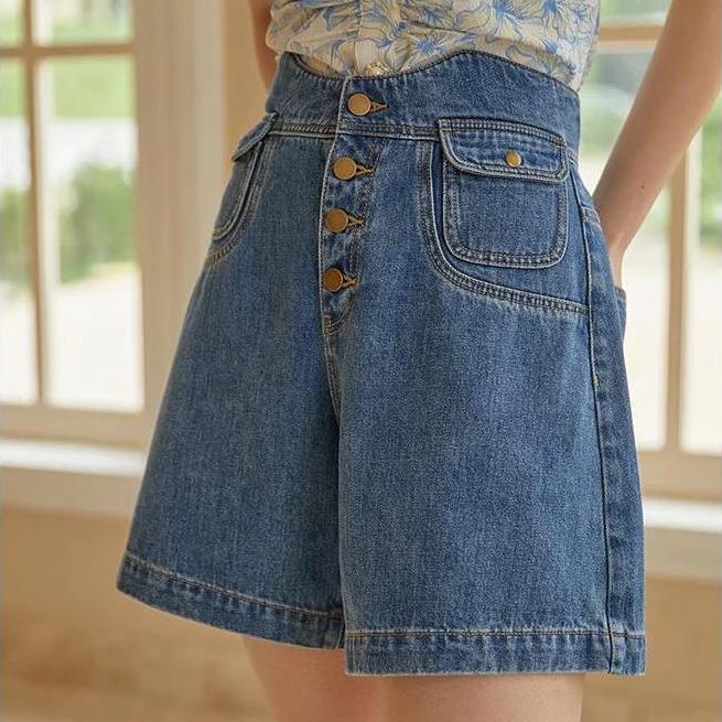 Retro-Jeansshorts mit hoher Taille