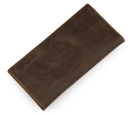 Vintage Crazy Horse Leather Long Wallet - Dazpy