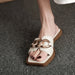 Classic Comfort Retro Slippers with Metal Buckle