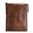 Cowhide double zipper wallet - Dazpy