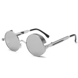 Luxuriöse, runde Steampunk-Sonnenbrille für Damen und Herren