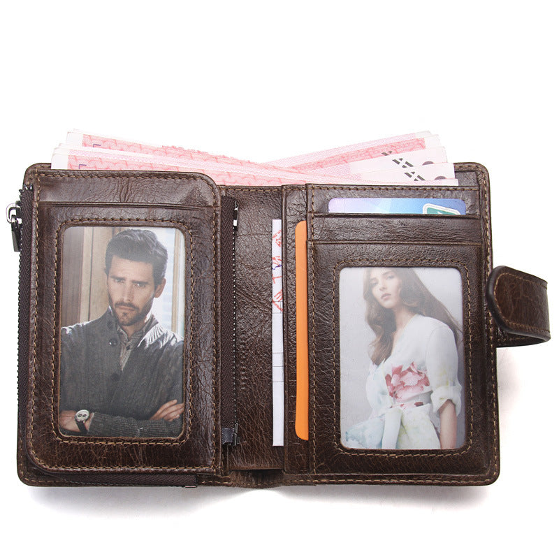 Cowhide casual zipper coin purse - Dazpy