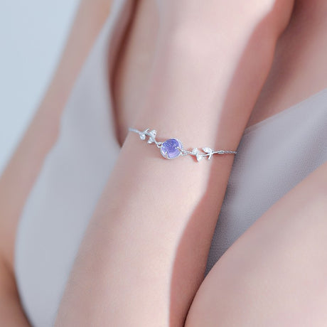 925 Silver Light Luxury Purple Lavender Bracelet - Dazpy