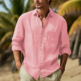 Camisa casual de color sólido de talla grande para hombre