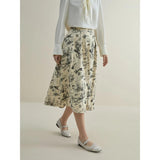 High Waist A-Line Midi Skirt with Ink Animal Print for Winter