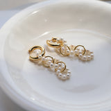 Vintage Pearl Circle Buckle Earrings - Dazpy