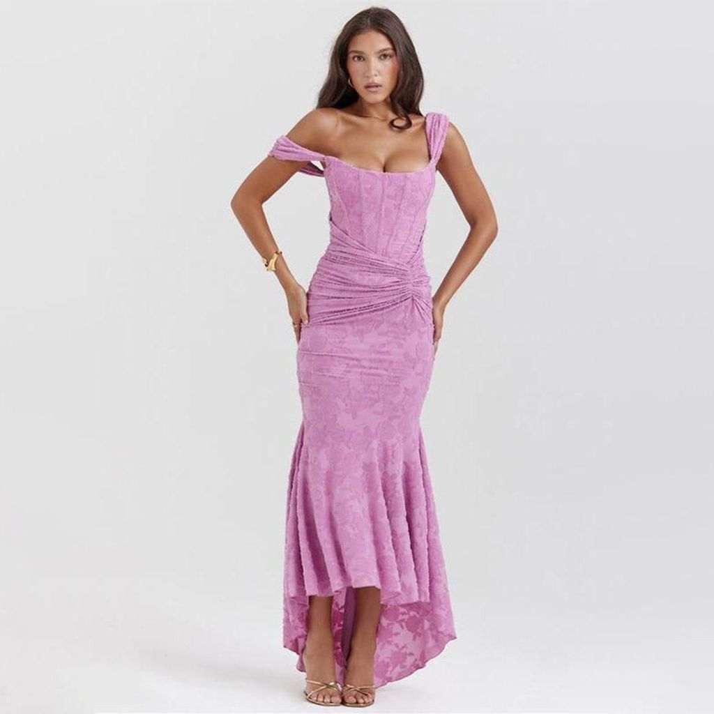 Elegant Off-Shoulder Backless Evening Gown