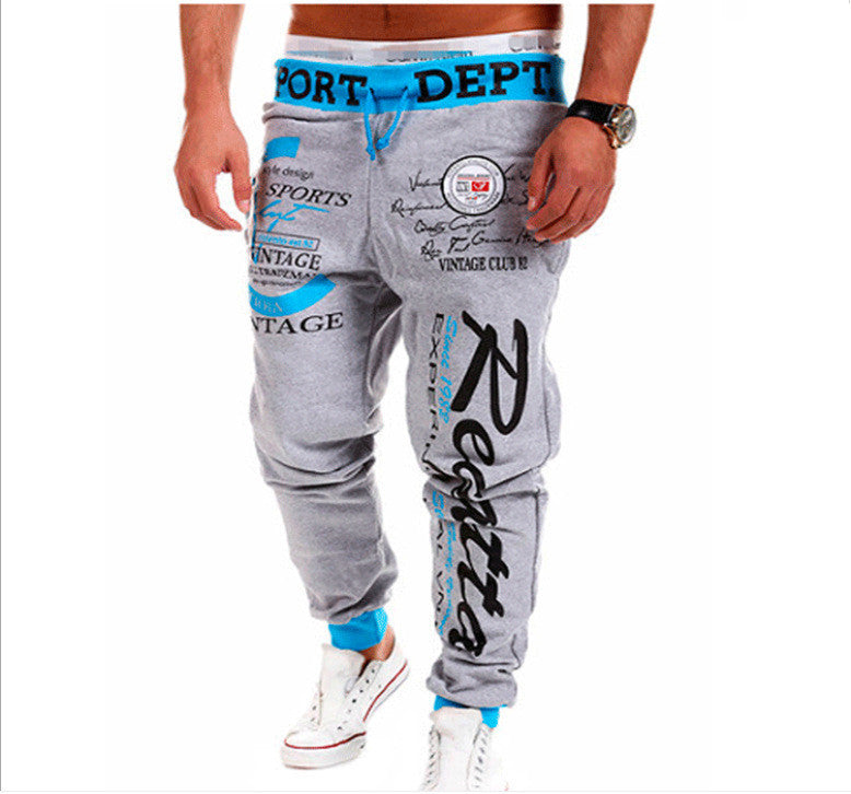 Men's Drawstring Elastic Waist Letter Print Loose Sweatpants