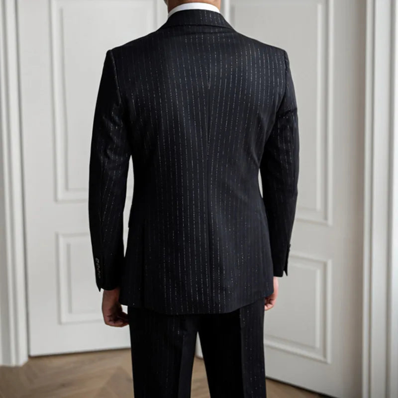 Metallic Stripe Double Breasted 2-Piece Men's Suit