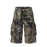 American-style Multi-pocket Camouflage Denim Shorts