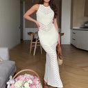 Vestido largo blanco sin mangas y transparente para mujer