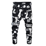 Printed Trousers Men's Slim-Fit Flower Trousers Stretch Pants