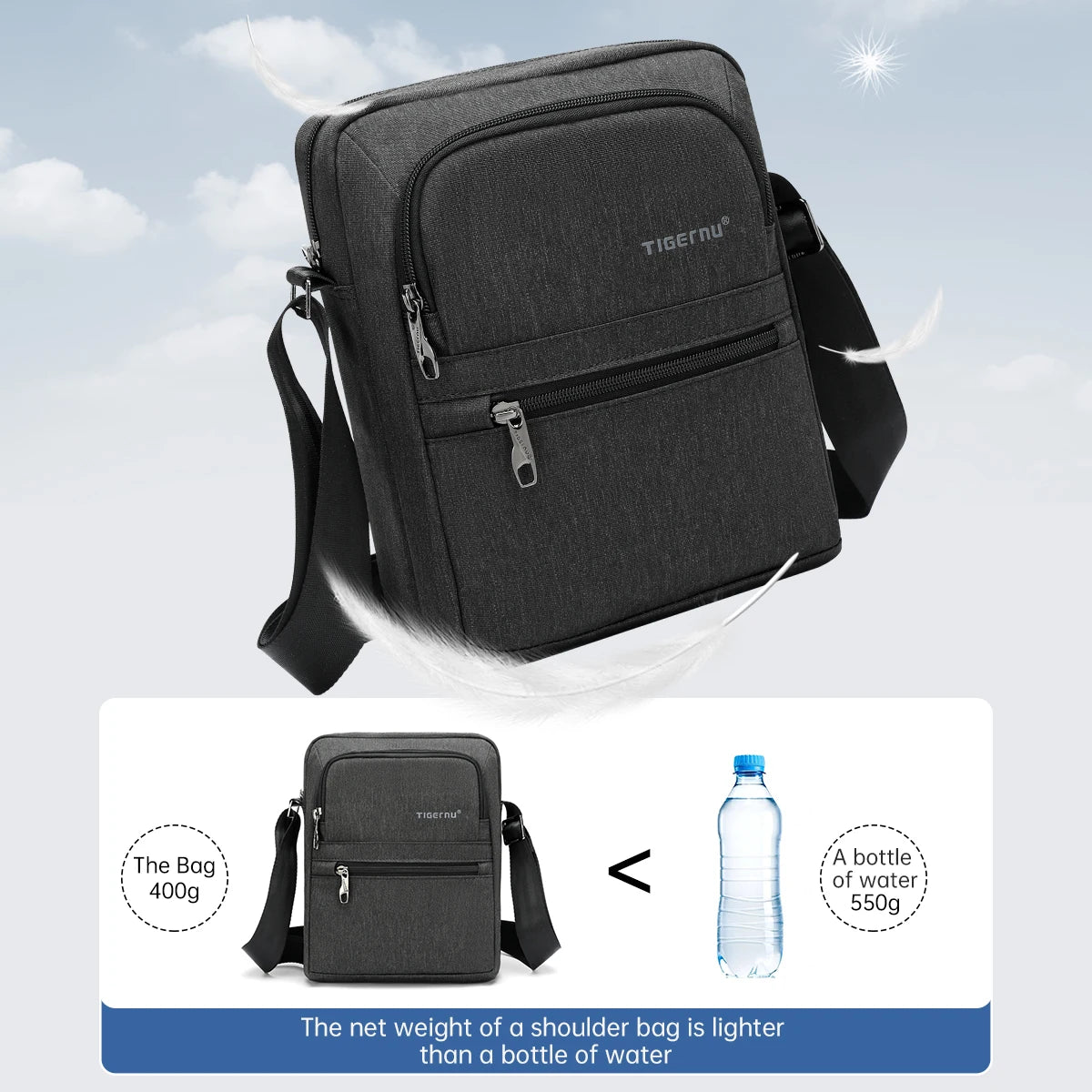 Waterproof Men’s Crossbody Bag with Shockproof 9.7" iPad Compartment